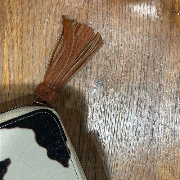 Cowhide Print Wristlet Card Holder - Brown & White - Picture 5 of 5